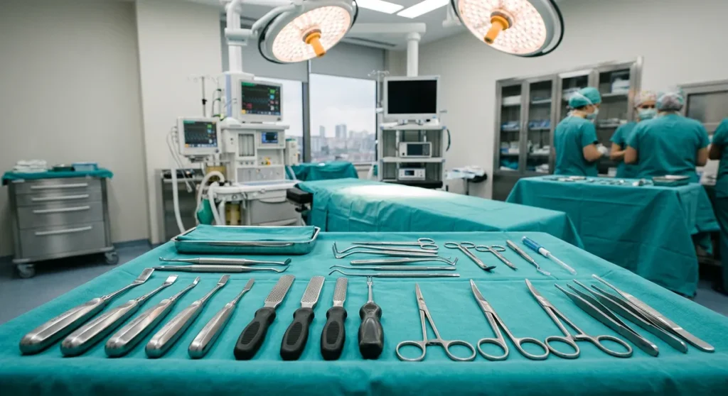 Surgeon planning rhinoplasty with patient